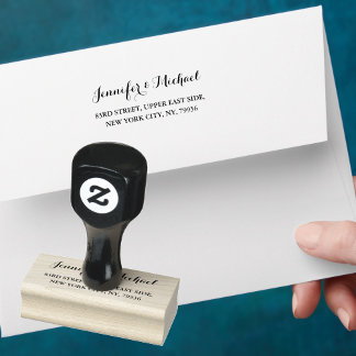 Tampons Encreurs Élégant Script Mariage Fiançailles Adresse de reto