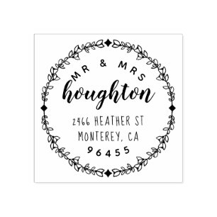 Tampons Encreurs Élégant Script Mr & Mrs Married Adresse de retour