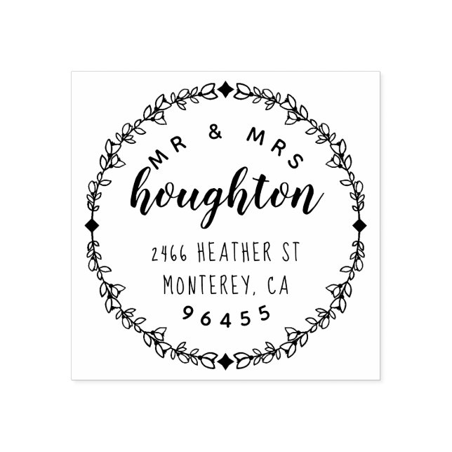 Tampons Encreurs Élégant Script Mr & Mrs Married Adresse de retour (Impression)