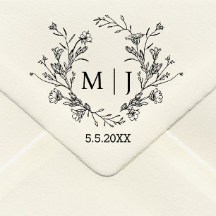 Tampons Encreurs élégant simple monogramme mariage botanique