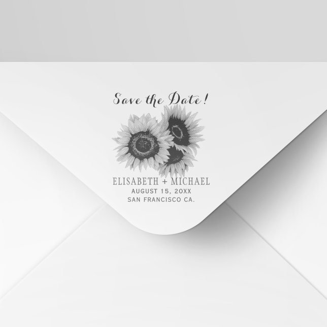Tampons Encreurs Elégant tournesol rustique chic mariage enregistre (Créateur téléchargé)
