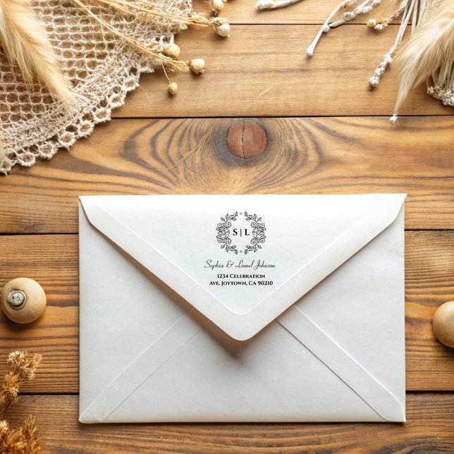 Tampons Encreurs Élégante Simple Floral Mariage Adresse de retour (Créateur téléchargé)