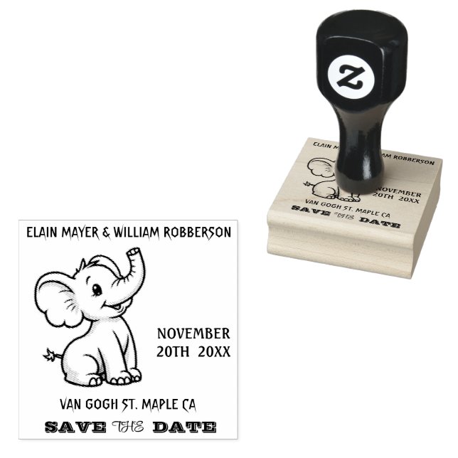 Tampons Encreurs Eléphant mignon personnalisable Enregistrer la dat (Tamponné)
