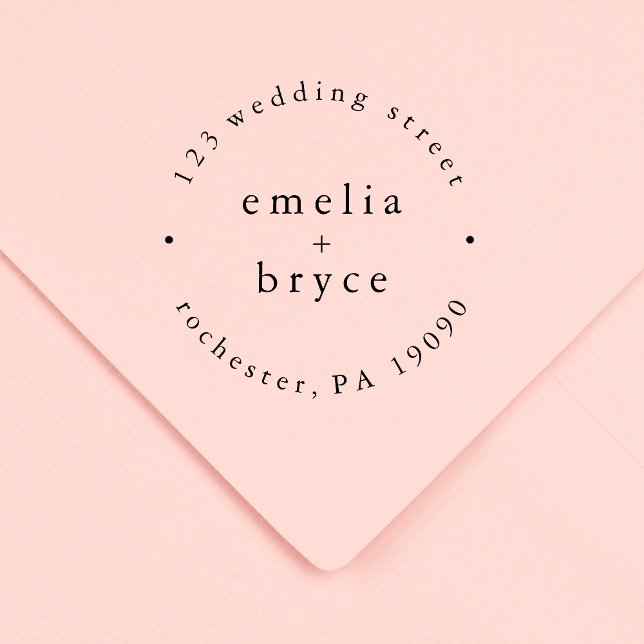 Tampons Encreurs EMELIA Monogramme Boho Mariage simple Timbres en c (EMELIA Monogram Simple Boho Wedding Rubber Stamps)