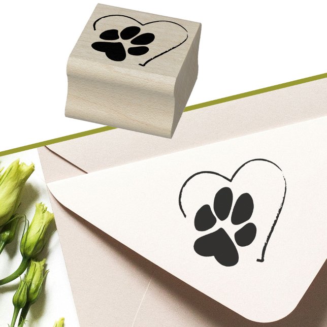 Tampons Encreurs Empreinte de patte sur Heart Cute Simple Amoureux  (Créateur téléchargé)