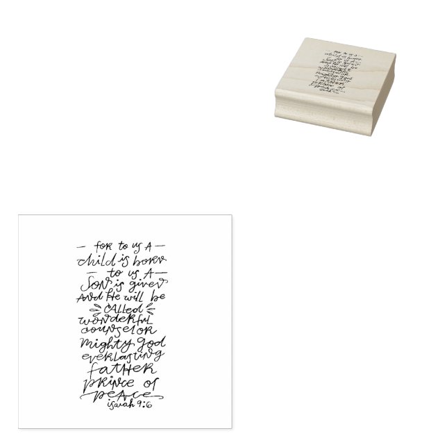 Tampons Encreurs Ésaïe 9:6 Typographie Bible de Noël Verse (Tamponné)