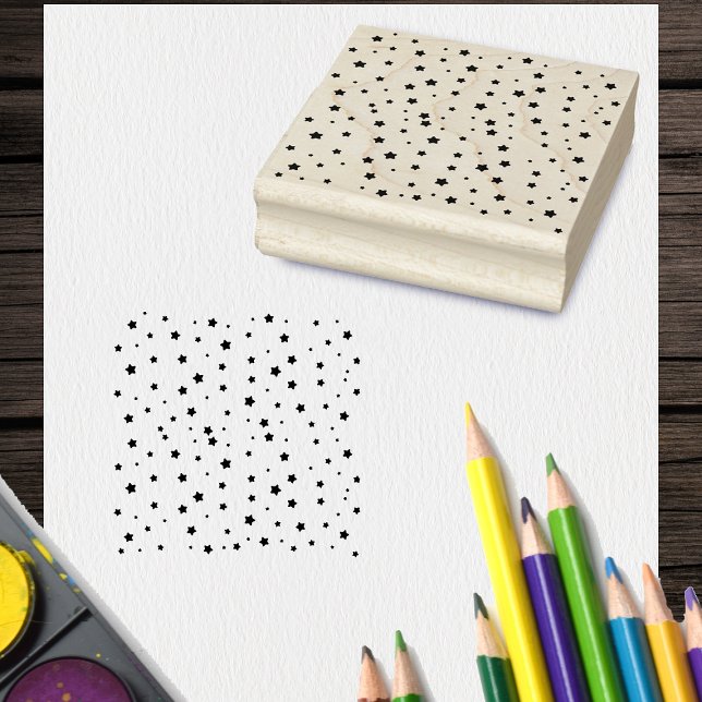 Tampons Encreurs Étoiles dispersées en différentes tailles pour Noë (Scattering of lots of stars in various sizes for a celestial theme or Christmas on craft ink stamp.)