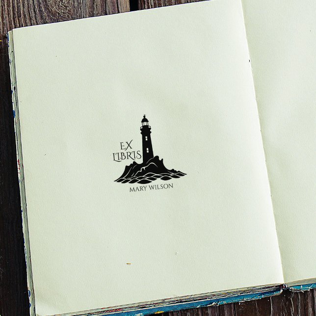 Tampons Encreurs Ex Libris Bibliothèque Phare Moderne Personnalisé (Créateur téléchargé)