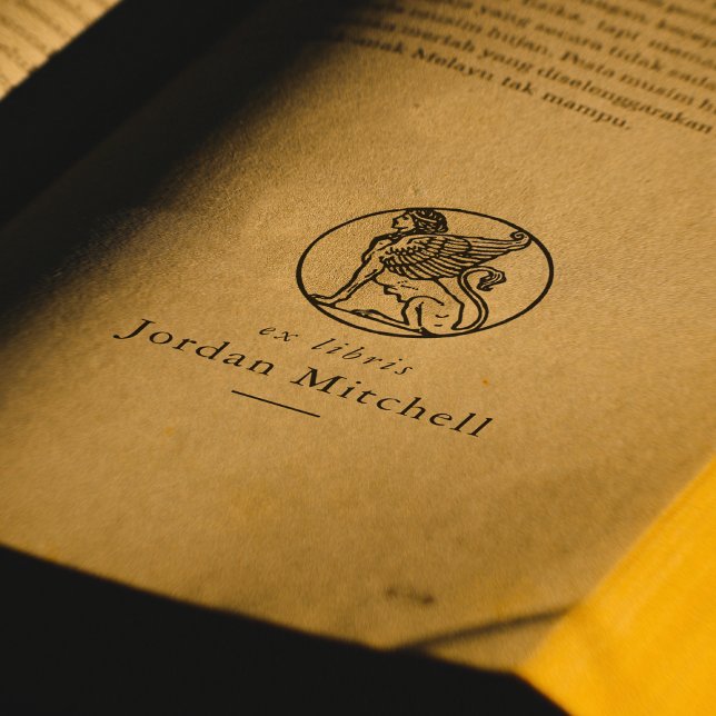 Tampons Encreurs Ex Libris Classique Sphinx Nom Plaque de Livre (Stamp Mock-up)