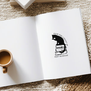 Tampons Encreurs Ex-libris de chat de bibliothèque moderne