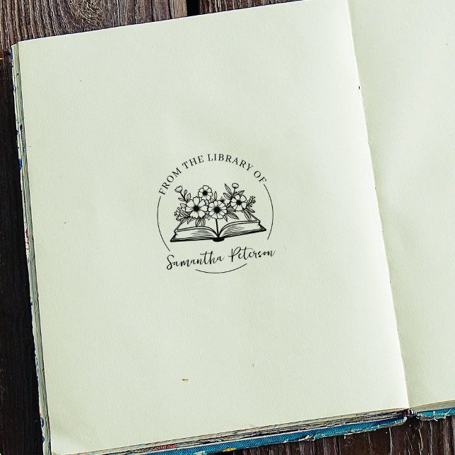 Tampons Encreurs Ex-libris de style moderne avec fleurs sauvages (Créateur téléchargé)