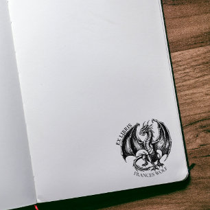 Tampons Encreurs Ex Libris Dragon Fantastique Vintage Plaque de Liv