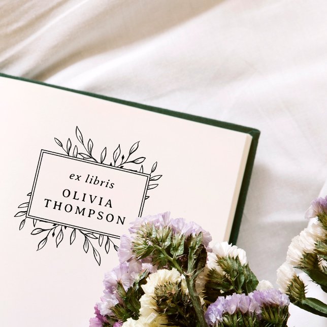 Tampons Encreurs Ex Libris Nom Bibliothèque Feuilles Dessinées à la (Créateur téléchargé)