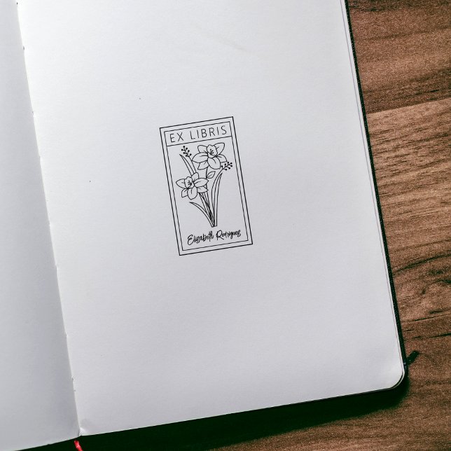 Tampons Encreurs Ex Libris Personnalisé Élégant avec Fleurs (Créateur téléchargé)