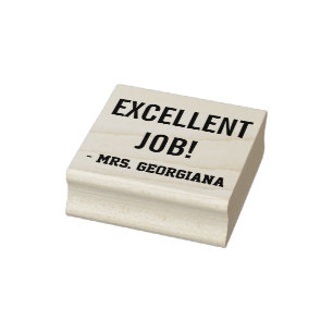 Tampons Encreurs "EXCELLENT TRAVAIL !" + Nom de l'enseignant Timbre