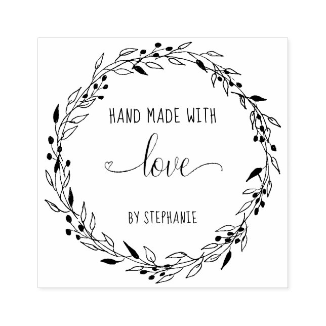 Tampons Encreurs Fabriqué Avec Amour Floral Heart Wreath Personnali (Impression)