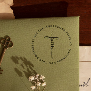 Tampons Encreurs Faith Letting Round Nom de famille et adresse de r