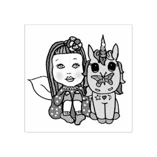 Tampons Encreurs Fée Whimsical et licorne avec papillon sur le nez