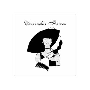 Tampons Encreurs Femme Art Déco Vintage portant un chapeau des gant