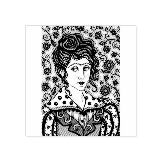 TAMPONS ENCREURS FEMME, POMPIER EN CAOUTCHOUC DE PORTRAIT GOTHIQUE (Impression)