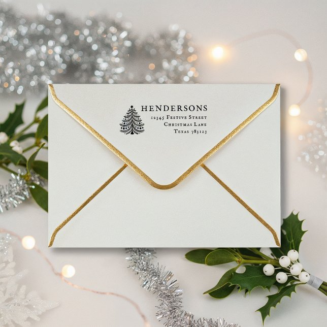 Tampons Encreurs Festif Arbre de Noël Retour Adresse Timbre en caou (Créateur téléchargé)