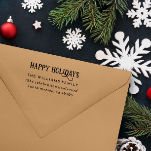 Tampons Encreurs Festive Happy Holidays Nom de famille Adresse de r