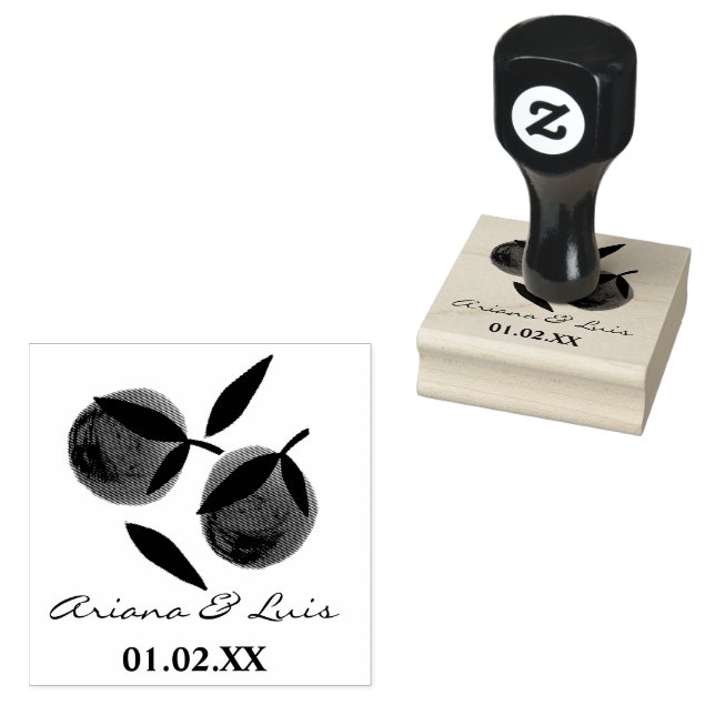 Tampons Encreurs Fête des mariées mariage Orange Citrus main tiré (Tamponné)