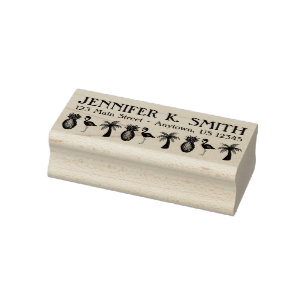 Tampons Encreurs Flamant rose d'oiseaux tropicaux Palm Tree Ananas 