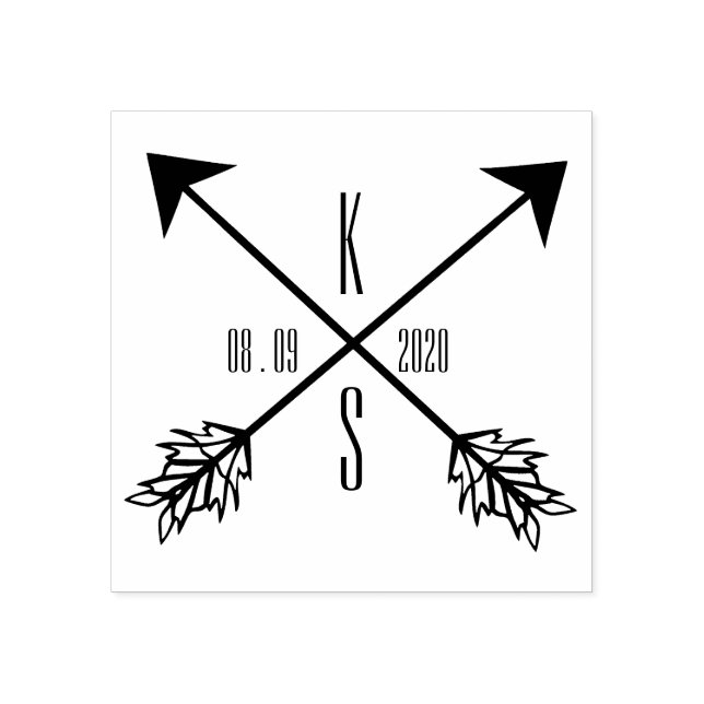 Tampons Encreurs Flèches croisées Monogramme Mariage Bois d'art (Impression)