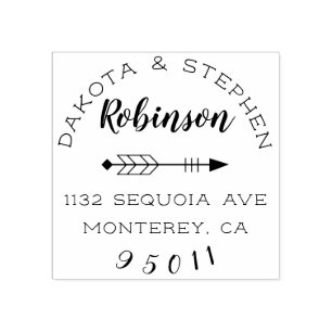 Tampons Encreurs Flèches rustiques et calligraphie Marié Couple Adr