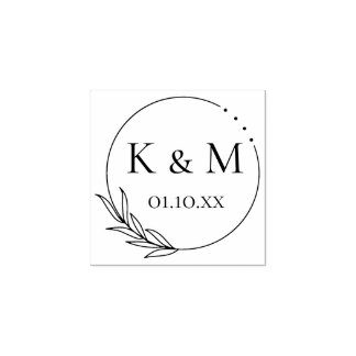 Tampons Encreurs Fleur Botanique, Mariage, Initial