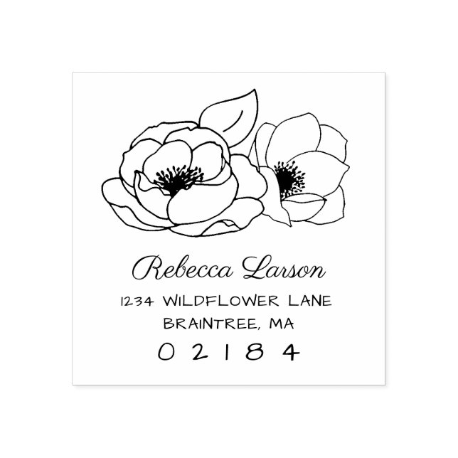 Tampons Encreurs Fleurs d'anémones à deux mains dessinées Adresse d (Impression)