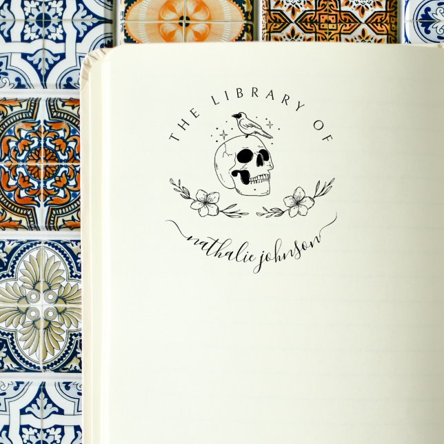 Tampons Encreurs Fleurs de crâne gothique de la bibliothèque du liv (Créateur téléchargé)