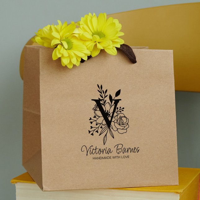 Tampons Encreurs Fleurs de monogramme personnalisé Entreprise artis (Créateur téléchargé)