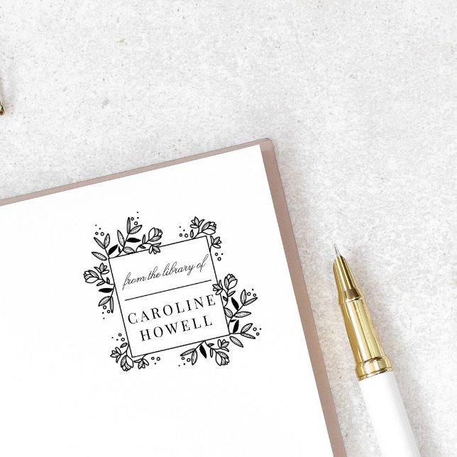 Tampons Encreurs Fleurs Modernes Élégantes De La Bibliothèque De (Créateur téléchargé)