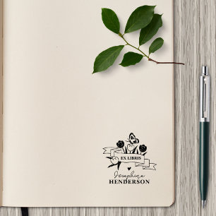 Tampons Encreurs Fleurs Rustiques Personnalisé Boho Ex Libris Livre