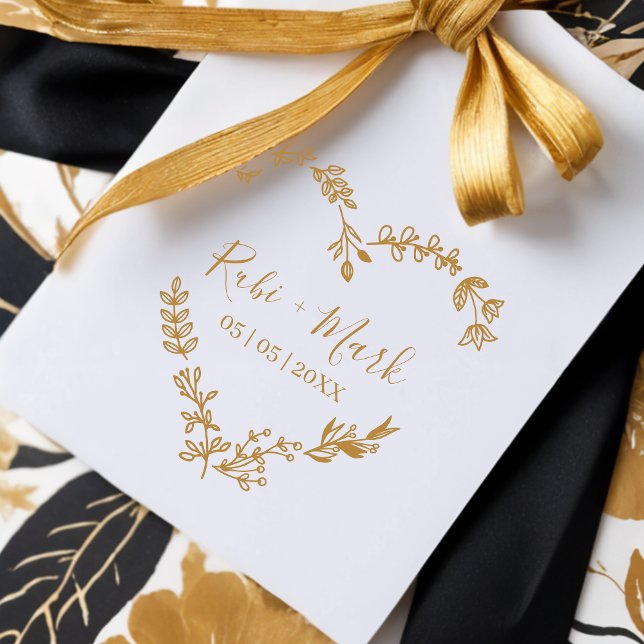 Tampons Encreurs Fleurs sauvages romantiques branchés Twigs Mariage (Trendy Romantic Wildflowers Twigs Heart Wedding Rubber Stamp.)