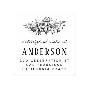 Tampons Encreurs Fleurs Scripts Noms Mariages Adresse de retour per