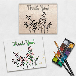 Tampons Encreurs Fleurs + Timbre de Merci pour la coloration ou la
