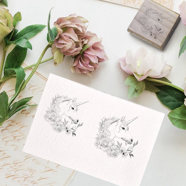 Tampons Encreurs Fleurs Unicorne Blanches Rose Noir (Créateur téléchargé)