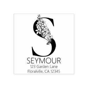 Tampons Encreurs Floral Head Letter - S - Return Address Monogram