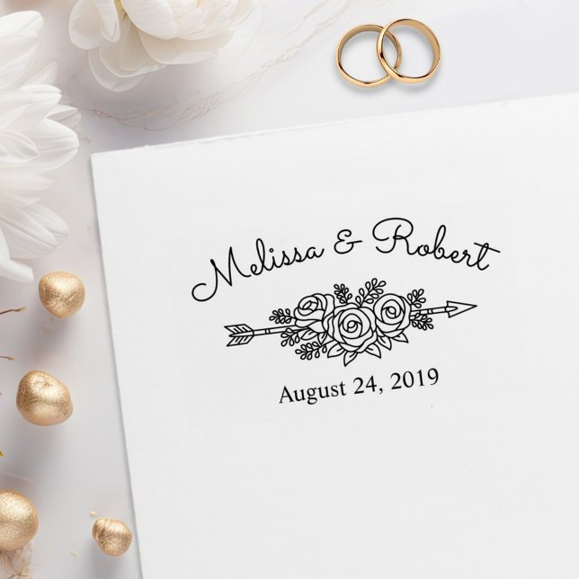 Tampons Encreurs Flore Tribal Arrow Roses Sauvez le Mariage de date (Créateur téléchargé)