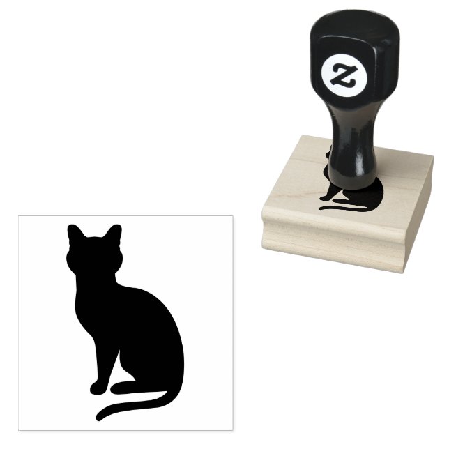 Tampons Encreurs Forme de silhouette simple de chat assise (Tamponné)