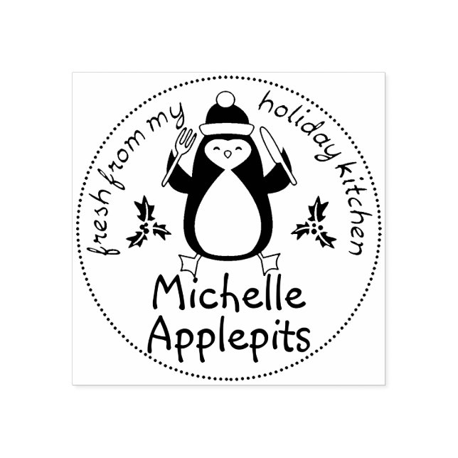 Tampons Encreurs Fourche de pingouin Nourriture de Noël de la cuisi (Impression)