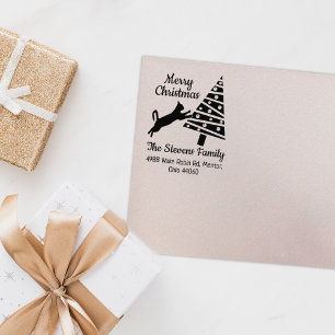 Tampons Encreurs Funny Chat Joyeux Noël Famille Adresse de retour