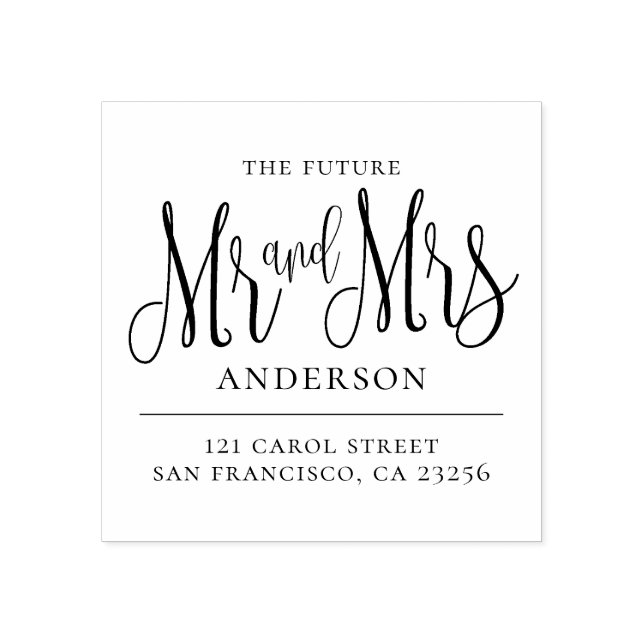 Tampons Encreurs Futur M. et Mme mariage moderne adresse de retour (Impression)