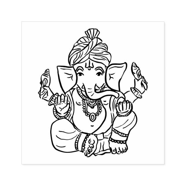 Tampons Encreurs Ganesha ethnique classique | Dessin de Dieu indien (Impression)