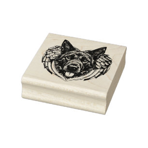 Tampons Encreurs German shepherd Angel dog head art illustration  