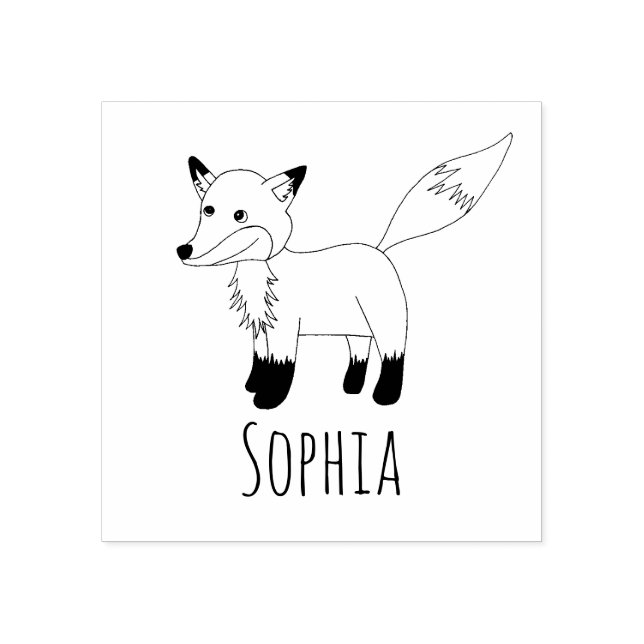 Tampons Encreurs Girls mignonne Woodland Fox & Nom scolaire Plaque  (Impression)