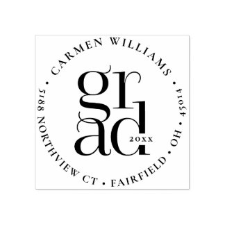 Tampons Encreurs Grad moderne ronde retour Adresse Wood Art Timbre